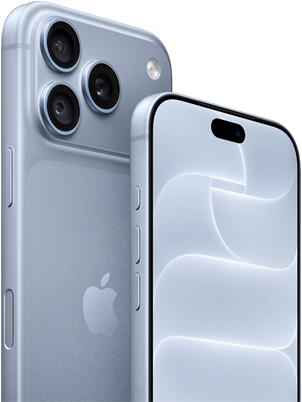 iPhone 18 Pro, color azul glacial, parte delantera y trasera con Ceramic Shield, sistema de triple cámara