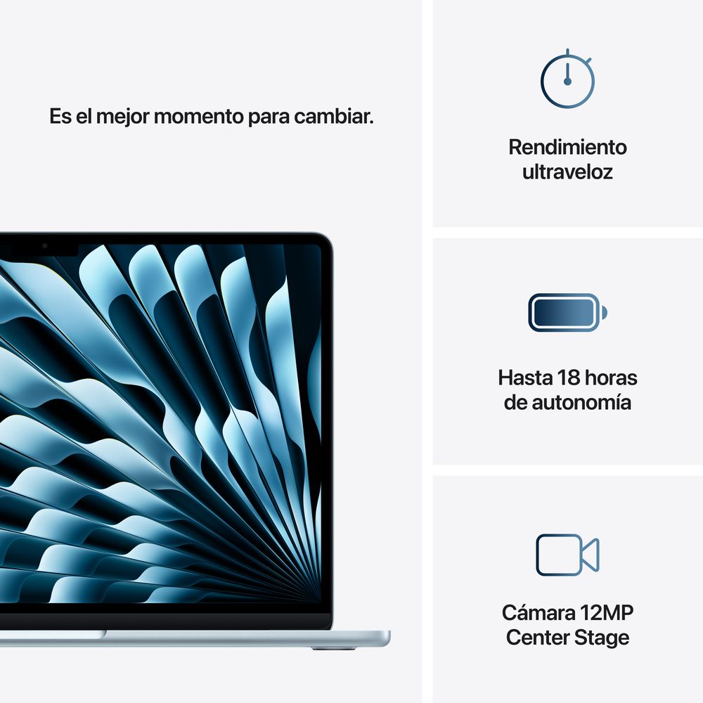 13-inch MacBook Air: Apple M4 chip with 10-core CPU and 8-core GPU, 16GB, 256GB SSD - Sky Blue - Imagen 10