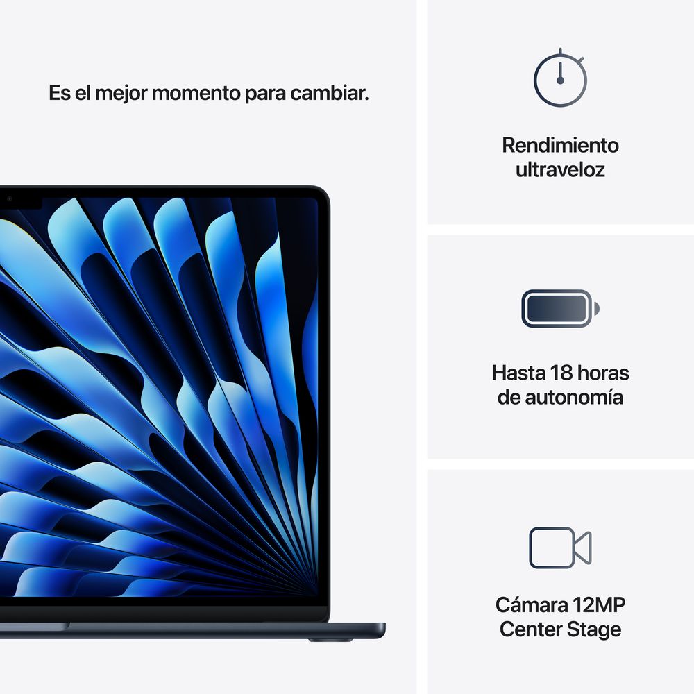 15-inch MacBook Air: Apple M4 chip with 10-core CPU and 10-core GPU, 16GB, 512GB SSD - Midnight - Imagen 10