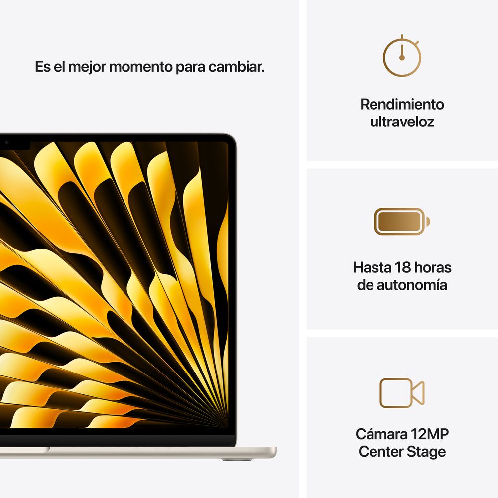 15-inch MacBook Air: Apple M4 chip with 10-core CPU and 10-core GPU, 24GB, 512GB SSD - Starlight - Imagen 10