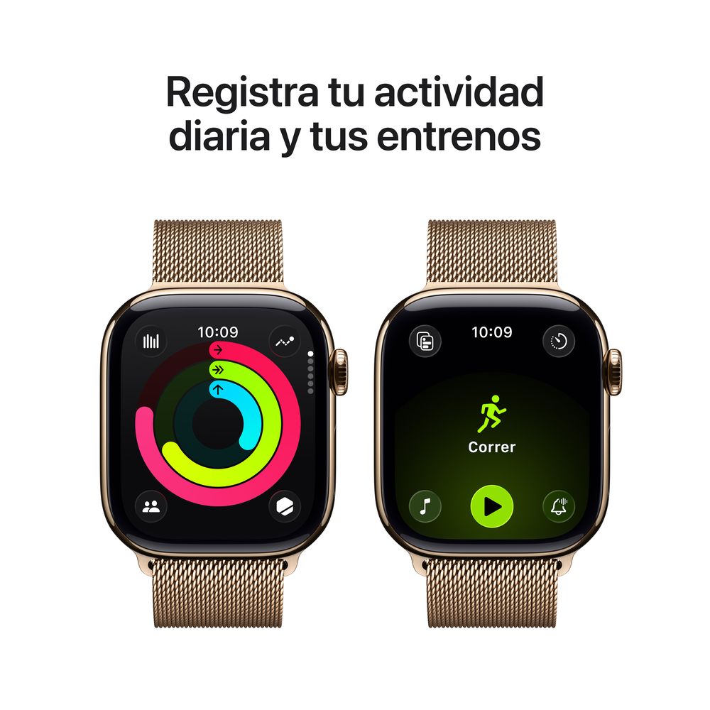 Apple Watch Series 11 GPS + Cellular 42mm Gold Titanium Case with Gold Milanese Loop - Imagen 4