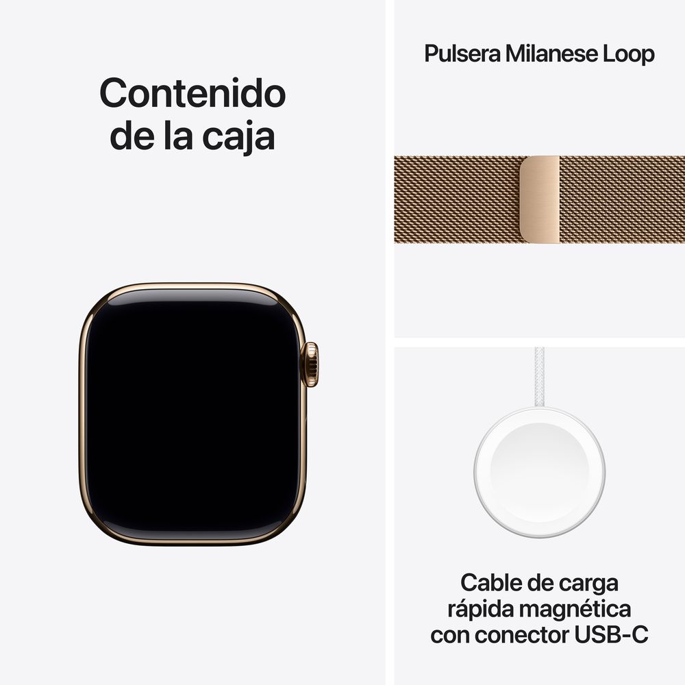 Apple Watch Series 11 GPS + Cellular 42mm Gold Titanium Case with Gold Milanese Loop - Imagen 8