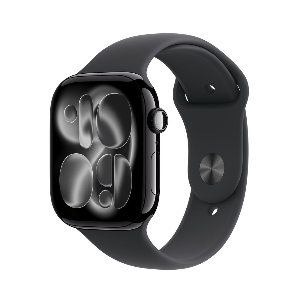 Apple Watch Series 11 GPS + Cellular 46mm Jet Black Aluminium Case with Black Sport Band - M/L