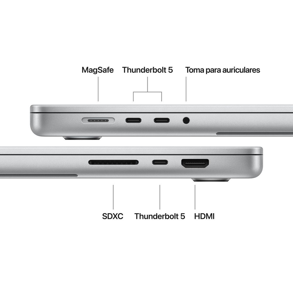 16-inch MacBook Pro: Apple M5 Pro chip with 18_core CPU and 20_core GPU, 24GB, 1TB SSD - Silver - Imagen 6