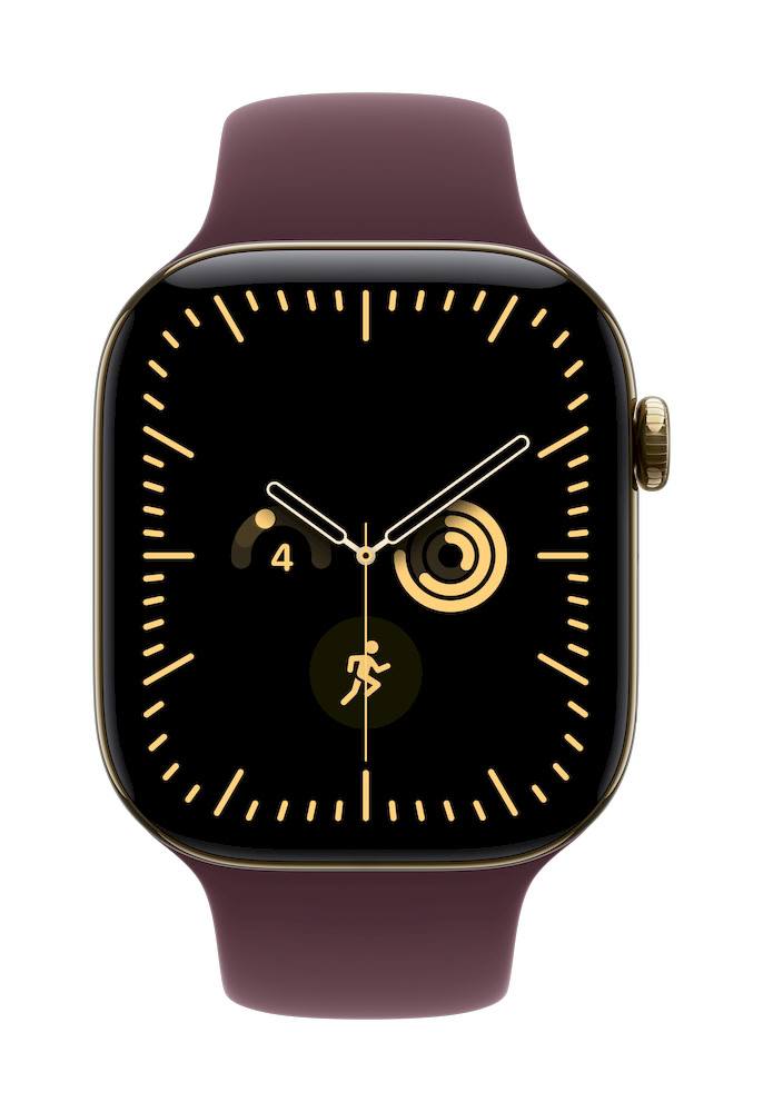 Apple Watch Series 12 GPS + Cellular 46mm — Caja de titanio Oro radiante con correa deportiva Burdeos — M/L - Imagen 2