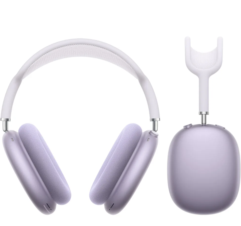 AirPods Max 2 en Púrpura, vista frontal y lateral