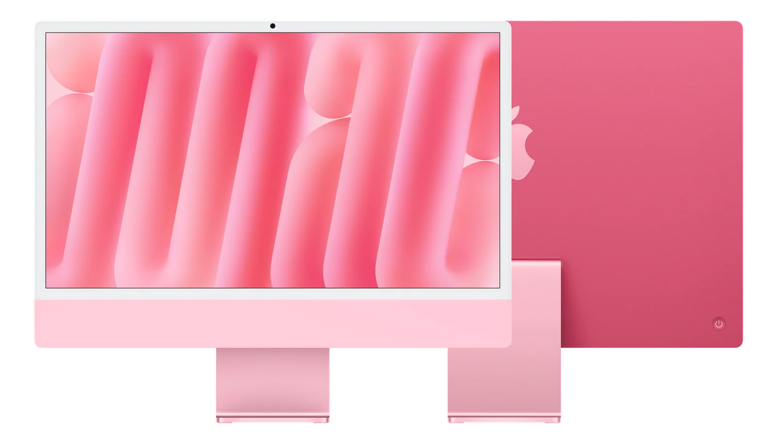iMac de 24 pulgadas con chip M6 — rosa — frontal-trasera