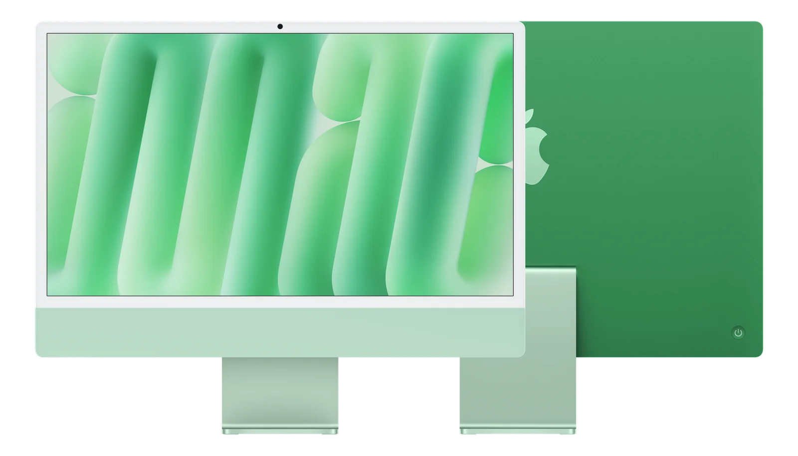 iMac de 24 pulgadas con chip M6 — verde — frontal-trasera